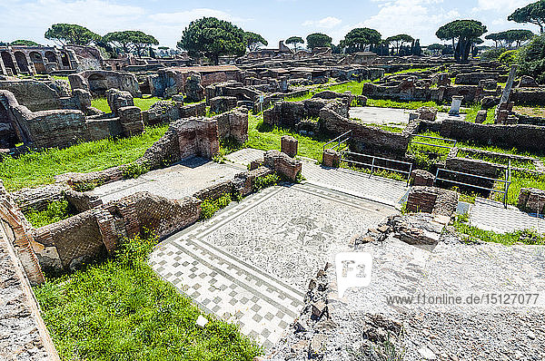 Mosaik  Block von Bacchus und Arianna  archäologische Stätte Ostia Antica  Ostia  Provinz Rom  Latium  Italien  Europa
