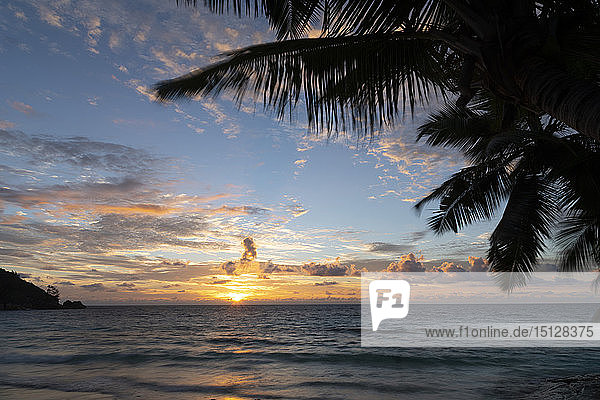 Sunset on Petit Anse Mahe Seychelles Indian Ocean Africa