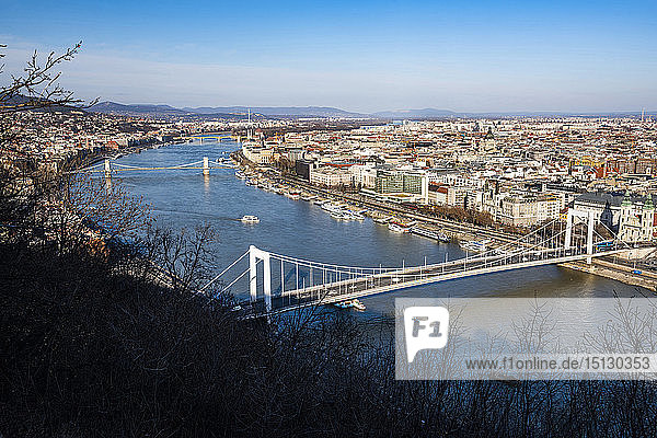 View of River Danube from Gellert Hill  Budapest  Hungary  Europe