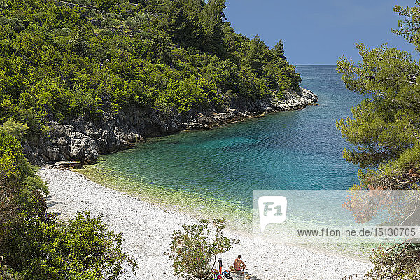 Vaja Beach  near Racisce  Island of Korcula  Adriatic Sea  Island of Korcula  Dalmatia  Croatia  Europe