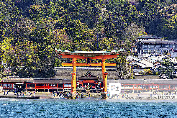 Schwimmendes Torii-Tor von Itsukushima Jinja  UNESCO-Weltkulturerbe  Insel Miyajima  Präfektur Hiroshima  Honshu  Japan  Asien