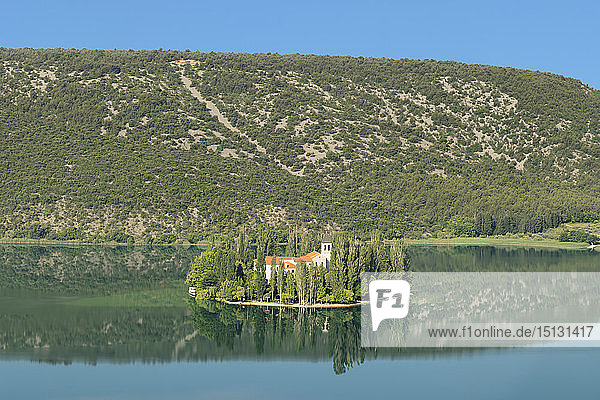 Visovac Monastery on Visovac Island  Krka National Park  Dalmatia  Croatia  Europe