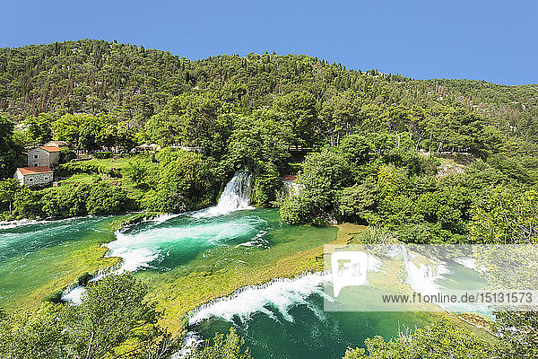 Mühle an den Skradinski Buk Wasserfällen  Nationalpark Krka  Dalmatien  Kroatien  Europa