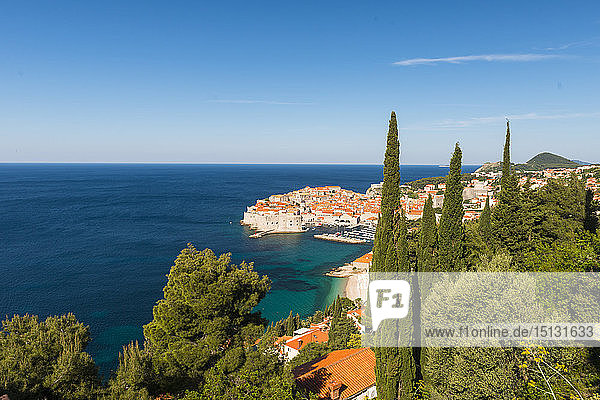 Luftaufnahme der Altstadt von Dubrovnik  UNESCO-Weltkulturerbe  Dubrovnik  Kroatien  Europa