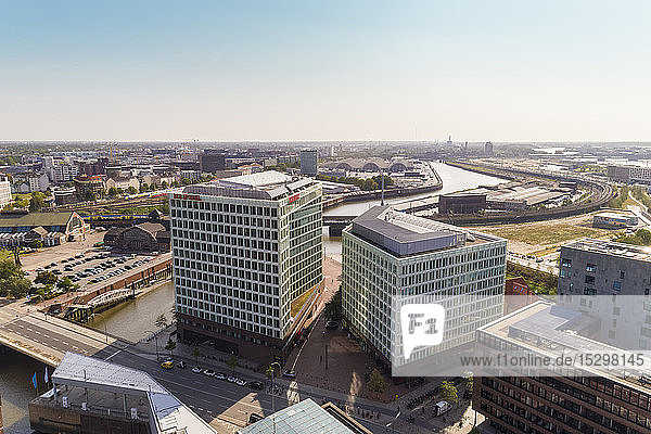Cityscape with Hafencity and Der Spiegel building  Hamburg  Germany