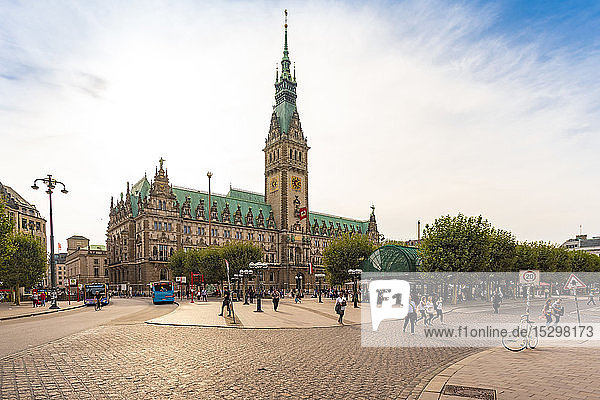 City hall with townhall square Hamburg Germany