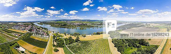 Deutschland  Rheinland-Pfalz  Luftaufnahme von Heidesheim am Rhein  Rhein  Eltville und Erbach