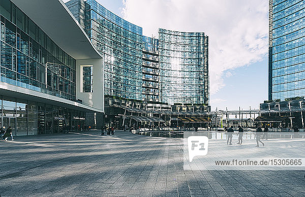 Piazza Gae Aulenti with Unicredit tower and shopping center Milan Italy