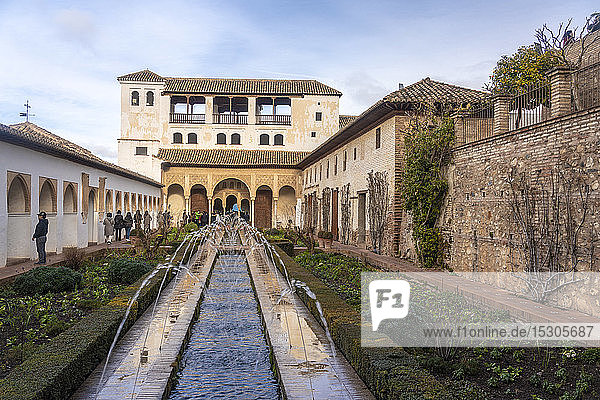 Courtyard of Palacio de Generalife Alhambra Granada Spain