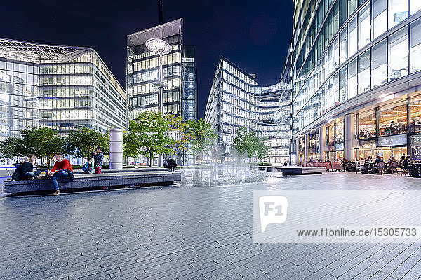 Business buildings near River Thames London UK
