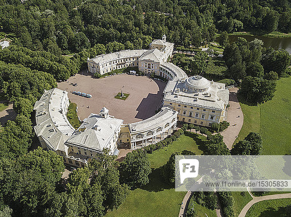 Aerial view of Pavlovsky Palace  Pavlovsky Park  Pavlovsk  St. Petersburg  Russia