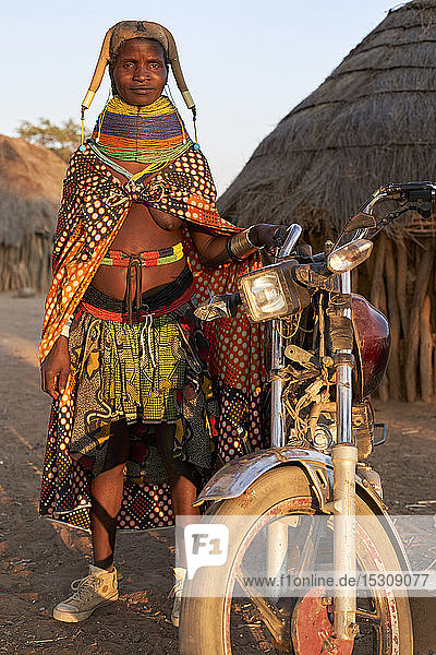 Proud Muhila woman and her bike  Kehamba  Chibia  Angola