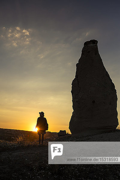 Young woman at sunset  Cappadocia  Turkey