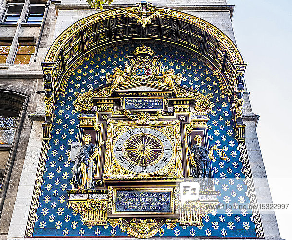 Frankreich  Paris  1. Arrondissement  Ile de la Cite  Tour de l'Horloge des Palais de la Cite (14. Jahrhundert)  Flachrelief von Germain Pilon (allegorische Figur der Gerechtigkeit)