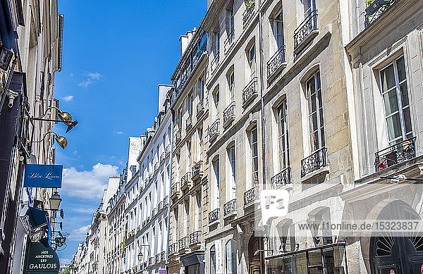 Frankreich  4. Arrondissement von Paris  Ile Saint-Louis  Anordnung der Gebäude in der Rue Saint Louis en l'Ile (17. Jahrhundert)
