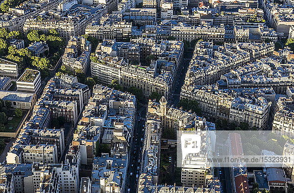 Frankreich  7. Arrondissement  Blick vom Eiffelturm (avenue Rapp  rue de Montessuy)