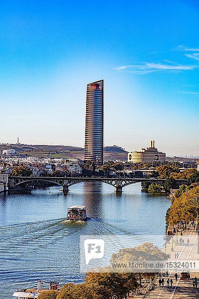 View of the Pelli Tower in Seville  Andalusia  Spain