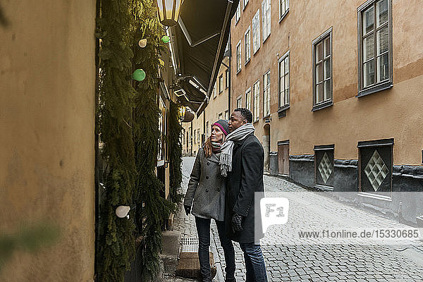 Couple window shopping