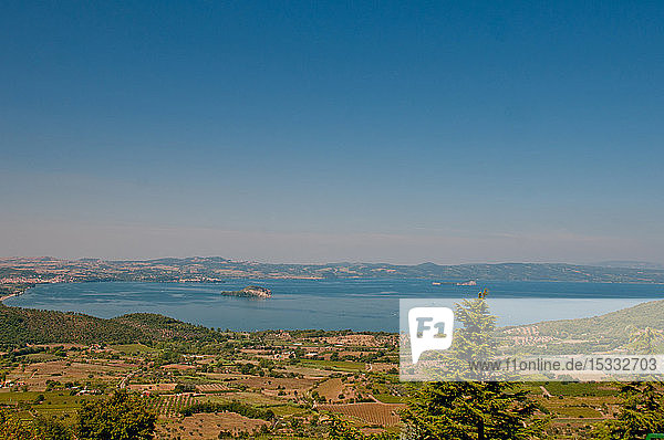 Europe Italy Lazio Lake Bolsena view from Montefiascone