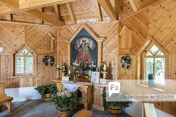Austria UNESCO's Biosphere Reserve Salzburg's Lungau Riedingtal Nature Park Hubertuskapelle (wooden chapel)