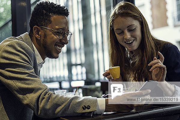 Couple sitting in café