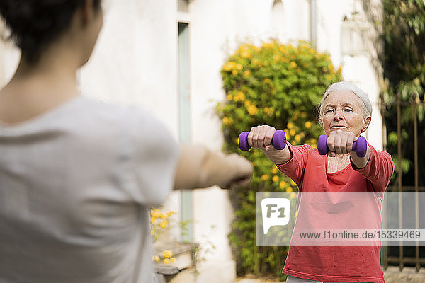 Senior woman doing exercise