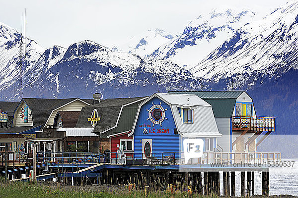 Geschäft  Uferpromenade  Homer Spit  Alaska  Vereinigte Staaten von Amerika  Nordamerika