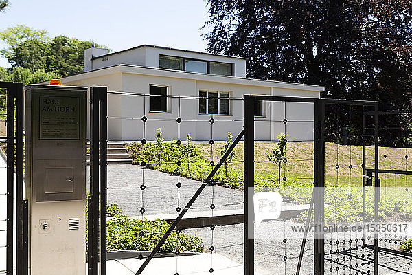 Gate of the Haus am Horn a Bauhaus building designed by Georg Muche UNESCO World Heritage Site Weimar Thuringia Germany Europe