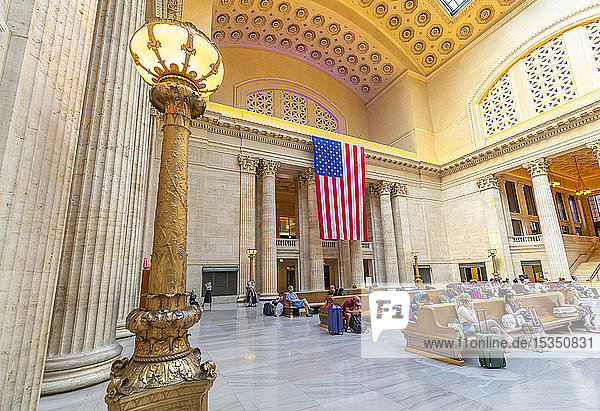 View of the interior of Union Station  Chicago  Illinois  United States of America  North America