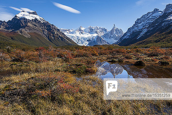 Eine typische patagonische Landschaft mit dem Berg Fitz Roy  El Chalten  Nationalpark Los Glaciares  UNESCO-Weltkulturerbe  Patagonien  Argentinien  Südamerika