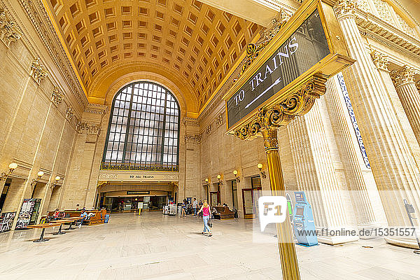 View of the interior of Union Station  Chicago  Illinois  United States of America  North America