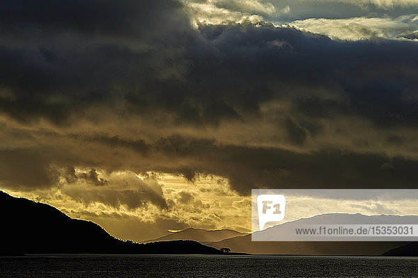 Carpet of clouds over mountain ranges at sunset Scottish Borders United Kingdom