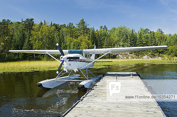Float plane dock Lake of the Woods near Nestor Falls Northwestern Ontario; Ontario Canada