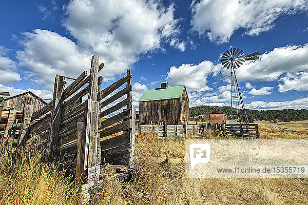 Farmyard with windmill; Denver  Colorado  United States of America