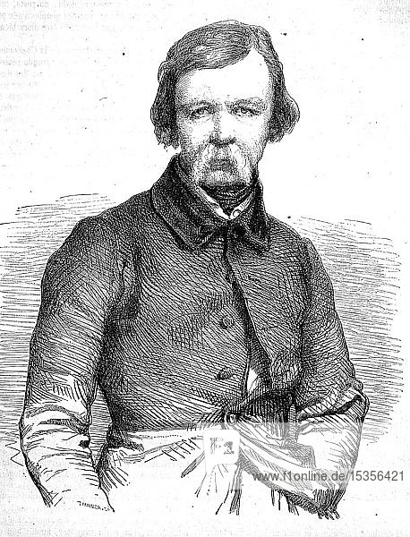 Pierre-Jean David  1788-1856  französischer Bildhauer  Medailleur und aktiver Freimaurer. Er nahm den Namen David d'Angers an  1880  historischer Holzschnitt  Frankreich  Europa