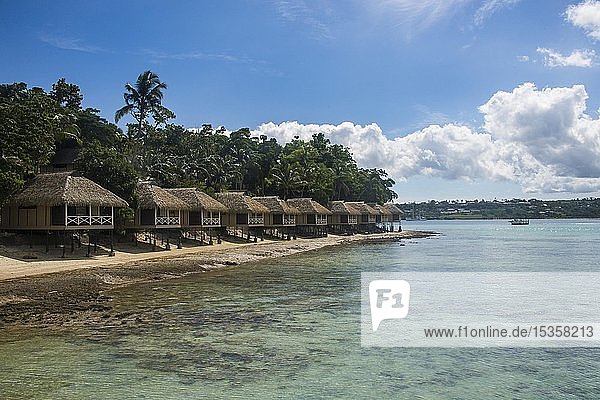 Touristische Unterkünfte Wasserbungalows auf Iririki Island Port Vila Efate Vanuatu Ozeanien