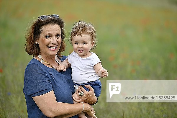 Grandmother with grandson  baby  8 months  Baden-Württemberg  Germany  Europe