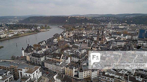 Drohnenaufnahme  Altstadt  Koblenz  Rheinland Pfalz  Deutschland  Europa