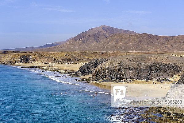 Playa de la Cera und Playa del Pozo  Papagayo Strände  Playas de Papagayo  Naturpark Monumento Natural de Los Ajaches  bei Playa Blanca  Lanzarote  Kanarische Inseln  Spanien  Europa