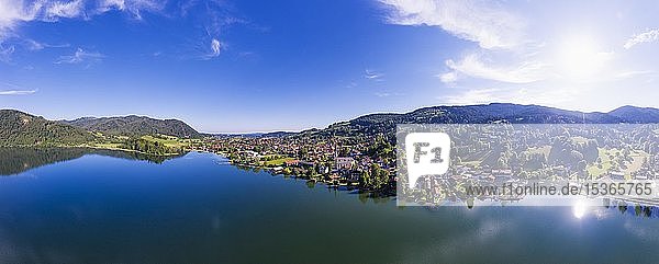 Schliersee with place Schliersee  drone shot  Upper Bavaria  Bavaria  Germany  Europe