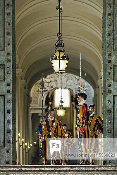 Swiss Guard in St. Peter's Cathedral  changing of the guard  Rome  Lazio  Italy  Europe
