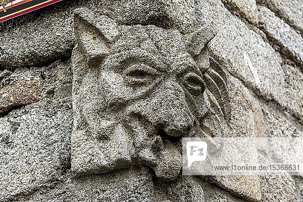 Skulptur der Bestie des Gévaudan, Saugues, Département Haute-Loire, Auvergne-Rhone-Alpes, Frankreich, Europa