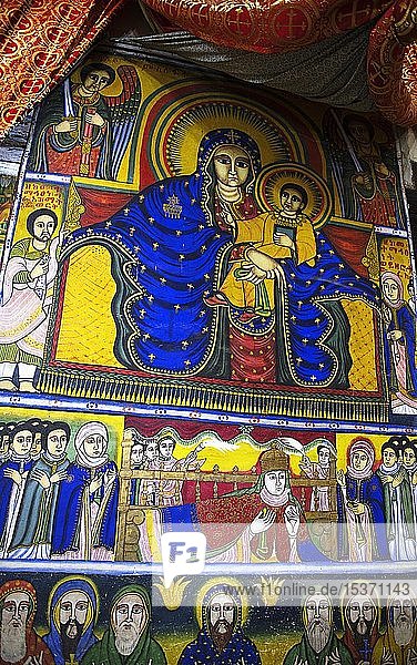 Fresco  Old Cathedral St. Mary of Zion  Axum  Tigray  Ethiopia  Africa