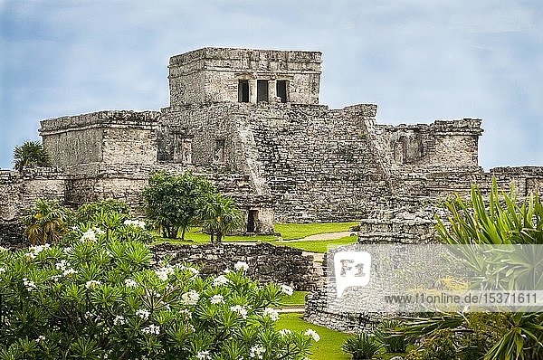 El Castillo in den Maya-Ruinen von Tulum  Halbinsel Yucatan  Mexiko  Mittelamerika