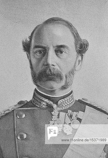 Christian IX  1818-1906  war von 1863 bis 1906 König von Dänemark  1865  Holzschnitt  Dänemark  Europa