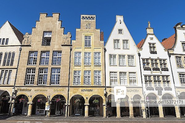 Historic gabled houses at Prinzipalmarkt  Münster  Münsterland  North Rhine-Westphalia  Germany  Europe