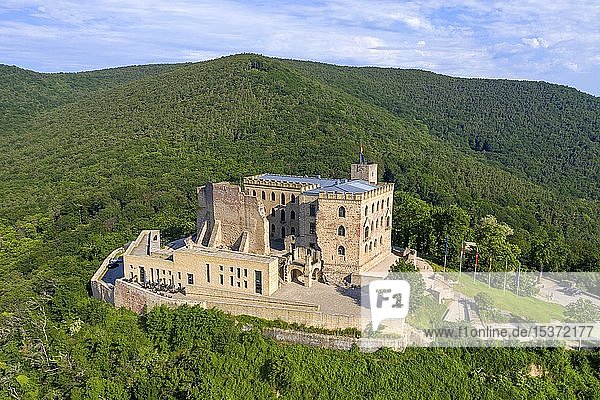 Drohnenaufnahme vom Hambacher Schloss historische Stätte für Entwicklung der deutschen Demokratie Hambach Neustadt an der Weinstraße Rheinland-Pfalz Deutschland Europa