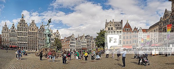 Historischen Fassaden der Gildehäuser am Grote Markt in Antwerpen Belgien Europa