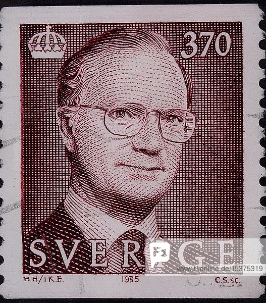 König Carl XVI. Gustaf  König von Schweden  Porträt auf einer schwedischen Briefmarke  Schweden  Europa