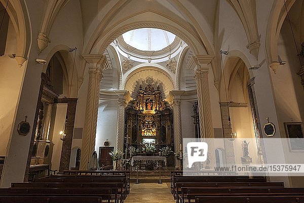 Church Sant Bartomeu  interior view  Valldemossa  Majorca  Balearic Islands  Spain  Europe